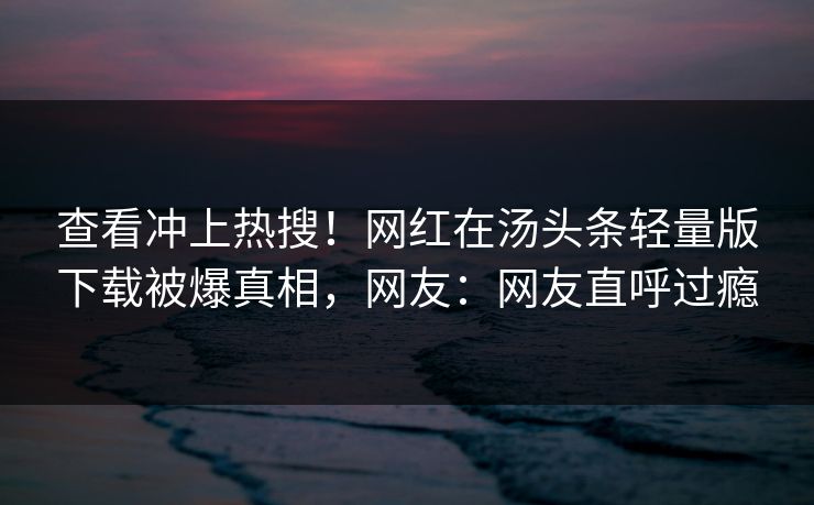 查看冲上热搜！网红在汤头条轻量版下载被爆真相，网友：网友直呼过瘾