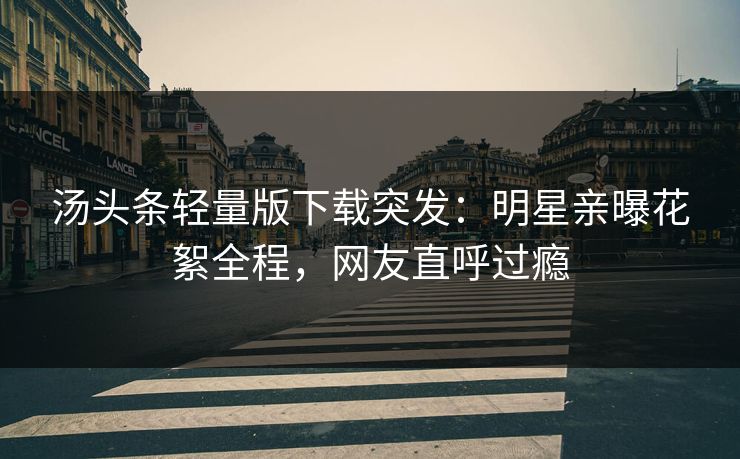 汤头条轻量版下载突发：明星亲曝花絮全程，网友直呼过瘾