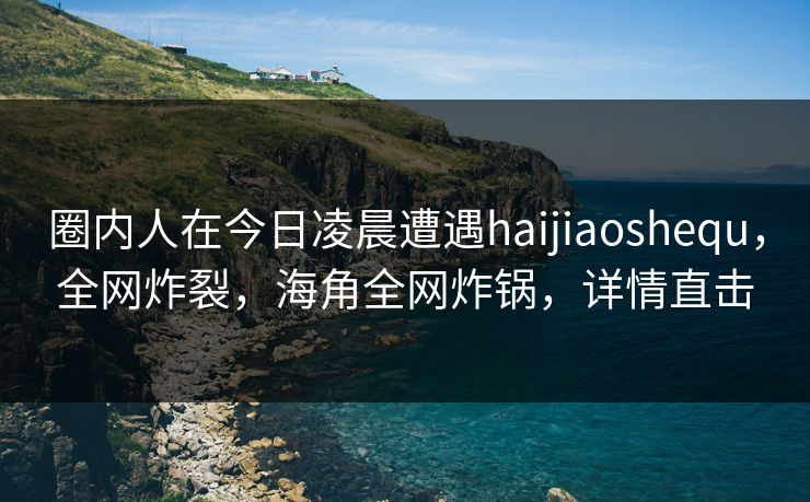 圈内人在今日凌晨遭遇haijiaoshequ，全网炸裂，海角全网炸锅，详情直击