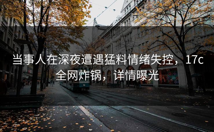 当事人在深夜遭遇猛料情绪失控，17c全网炸锅，详情曝光
