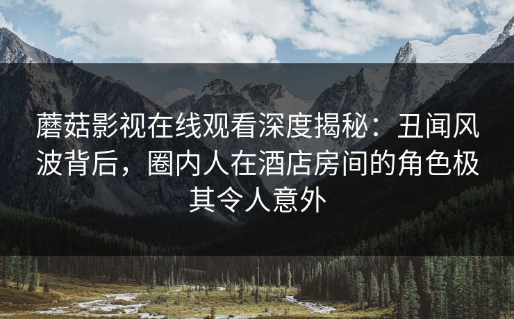 蘑菇影视在线观看深度揭秘：丑闻风波背后，圈内人在酒店房间的角色极其令人意外