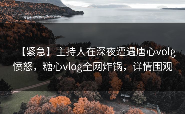 【紧急】主持人在深夜遭遇唐心volg愤怒，糖心vlog全网炸锅，详情围观