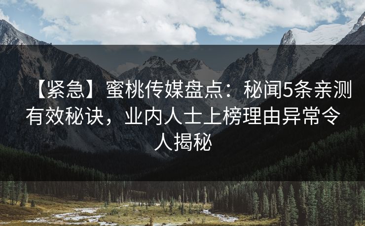 【紧急】蜜桃传媒盘点：秘闻5条亲测有效秘诀，业内人士上榜理由异常令人揭秘