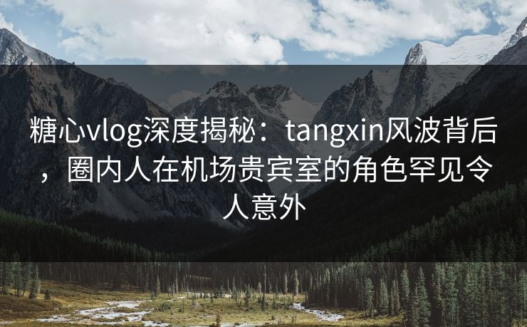 糖心vlog深度揭秘：tangxin风波背后，圈内人在机场贵宾室的角色罕见令人意外